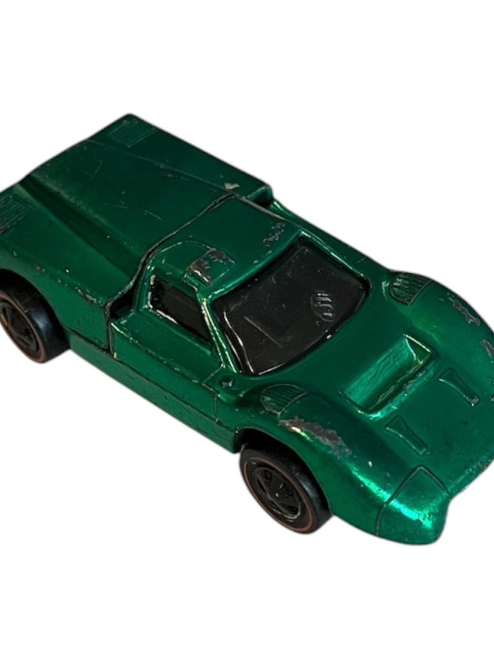 1967 MATTEL HOT WHEELS REDLINE J-CAR Ford  in emerald green opening hood